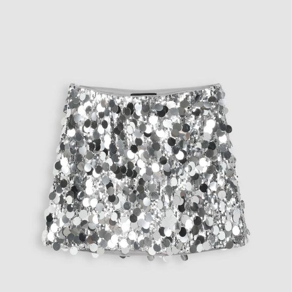 Cider Silver Sequin Skirt small NWT - Picture 1 of 5